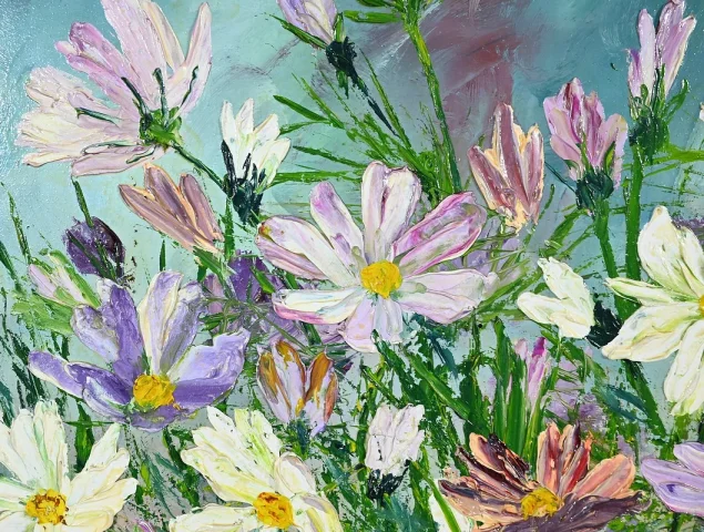 Huile sur Panneau « Fleurs Sauvages », de I. Kitter Ferrus – Milieu XXe