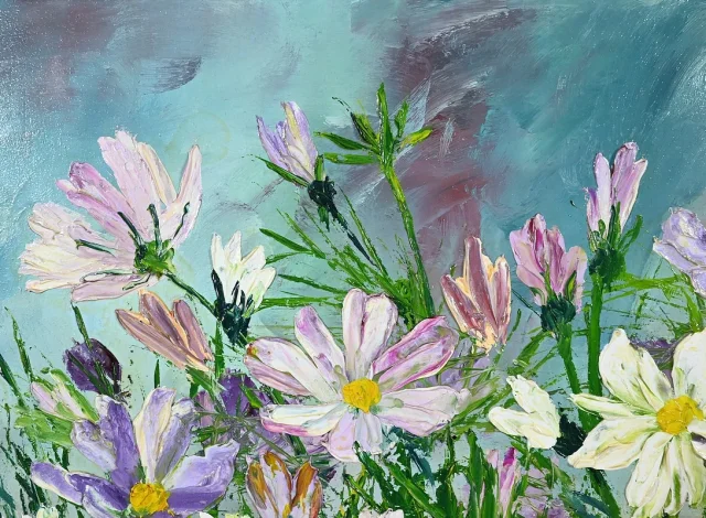 Huile sur Panneau « Fleurs Sauvages », de I. Kitter Ferrus – Milieu XXe