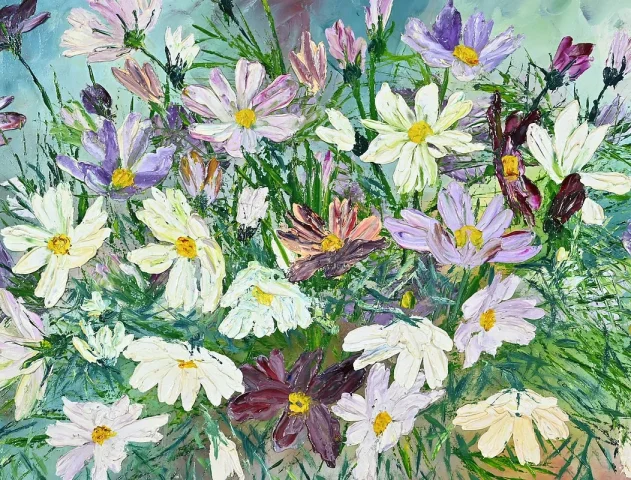 Huile sur Panneau « Fleurs Sauvages », de I. Kitter Ferrus – Milieu XXe
