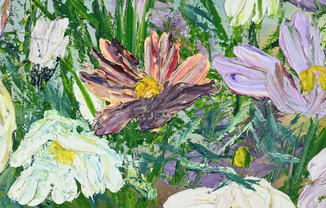 Huile sur Panneau « Fleurs Sauvages », de I. Kitter Ferrus – Milieu XXe