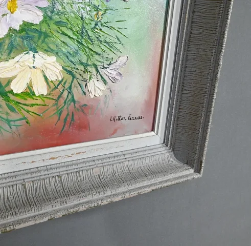 Huile sur Panneau « Fleurs Sauvages », de I. Kitter Ferrus – Milieu XXe