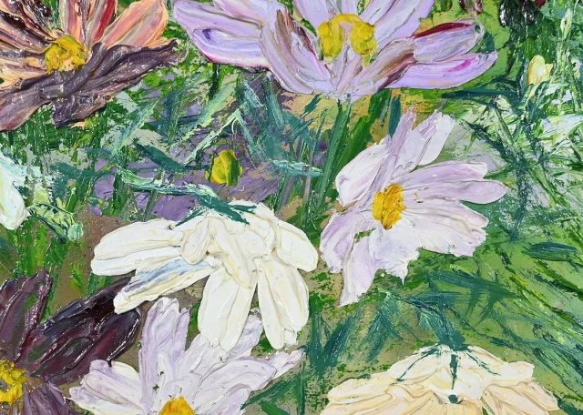 Huile sur Panneau « Fleurs Sauvages », de I. Kitter Ferrus – Milieu XXe