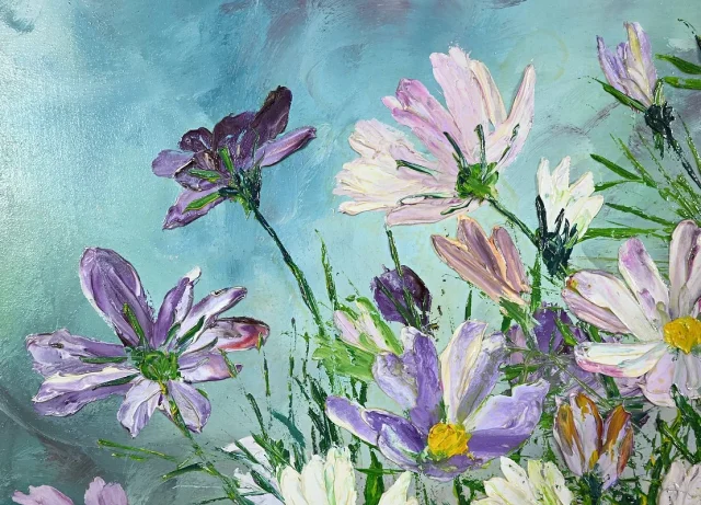 Huile sur Panneau « Fleurs Sauvages », de I. Kitter Ferrus – Milieu XXe