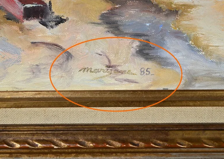 Peinture Marine « Littoral Breton », signée Marijane le Goaster – 1985
