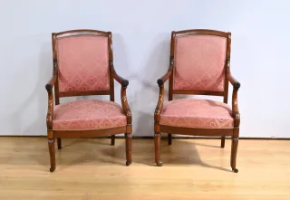 Paire de Fauteuils en Acajou, époque Restauration – Début XIXe