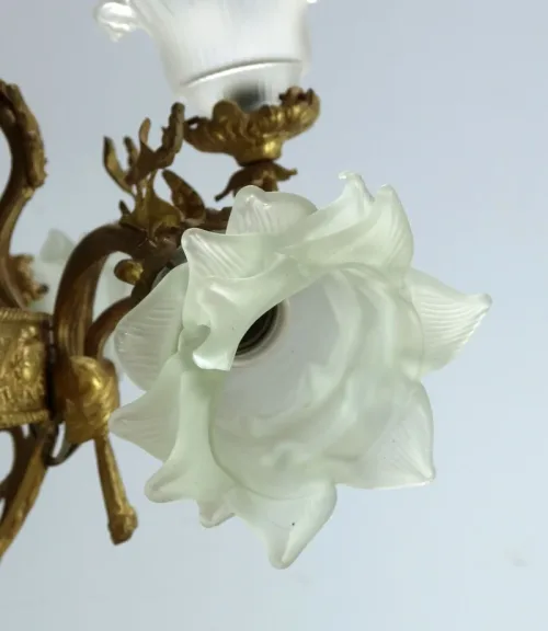 Lustre à 12 Lumières en Bronze Doré, style Napoléon III – Fin XIXe