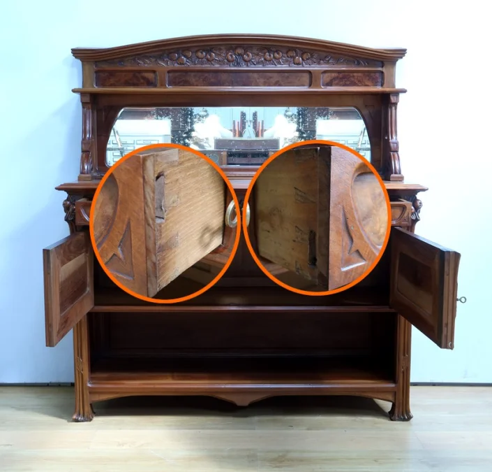 Desserte en Noyer, Art Nouveau – 1900Desserte en Noyer, Art Nouveau – 1900