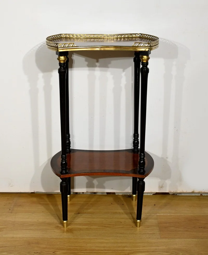 Table Volante à Double Plateau en Acajou et Poirier Noirci, style Napoléon III – 1930
