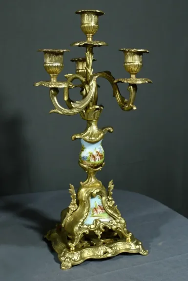 Garniture de Cheminée en Bronze Doré, Bretagne – 1930