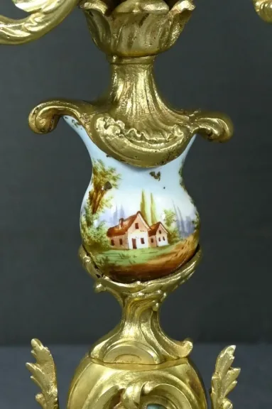Garniture de Cheminée en Bronze Doré, Bretagne – 1930