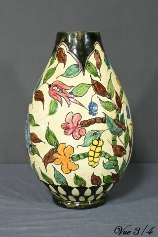 Vase en Faïence Polychrome, signé J.Massier, Vallauris – Début XXe