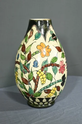 Vase en Faïence Polychrome, signé J.Massier, Vallauris – Début XXe