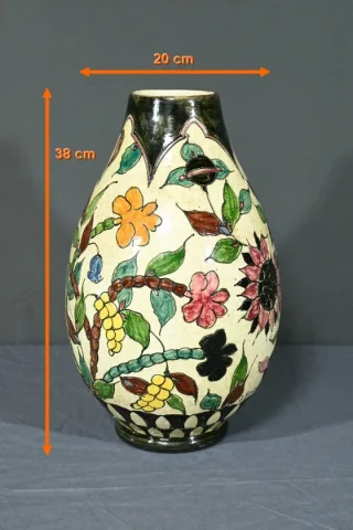 Vase en Faïence Polychrome, signé J.Massier, Vallauris – Début XXe