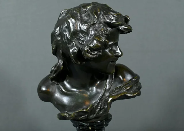Bronze « Enfant Rieur », signé A.Injalbert – Fin XIXe