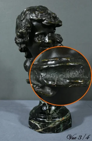Bronze « Enfant Rieur », signé A.Injalbert – Fin XIXe