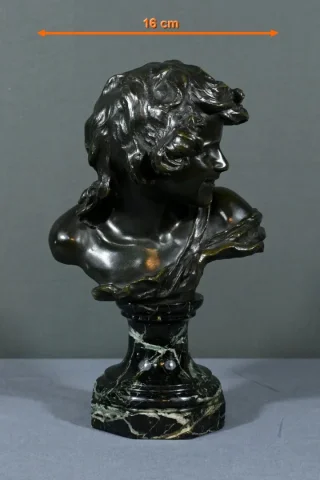 Bronze « Enfant Rieur », signé A.Injalbert – Fin XIXe