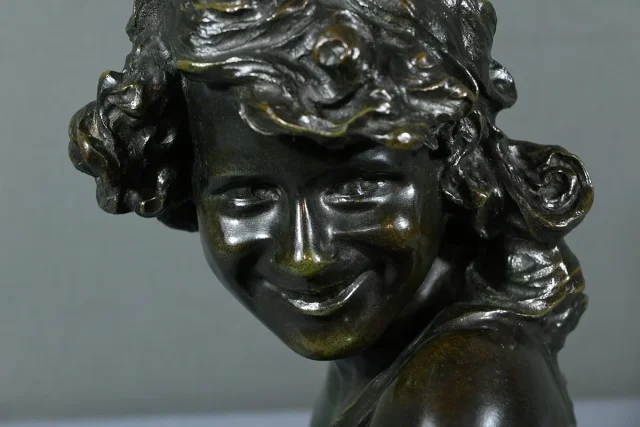 Bronze « Enfant Rieur », signé A.Injalbert – Fin XIXe
