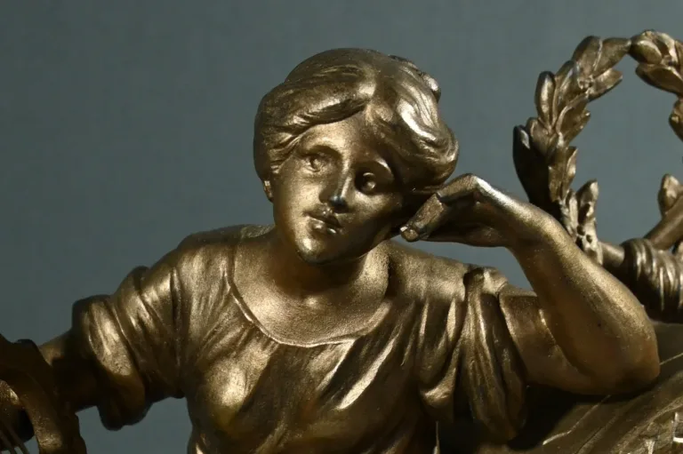 Garniture de Cheminée en Régule et Marbre, Art Déco – 1920