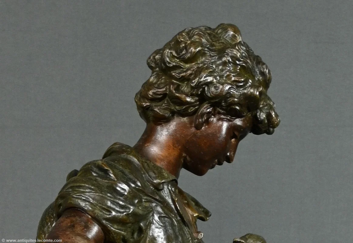 Pendule en Régule et Marbre, titrée “Jardinier”, signée A. Moreau – Fin XIXe