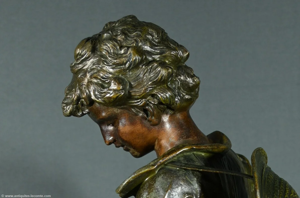 Pendule en Régule et Marbre, titrée “Jardinier”, signée A. Moreau – Fin XIXe