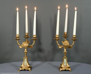 Paire de Candélabres en Régule Doré et Onyx – 1940
