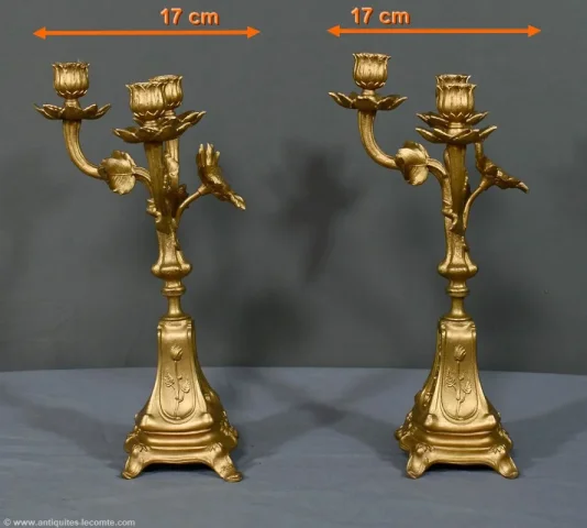 Paire de Candélabres en Régule Doré et Onyx – 1940