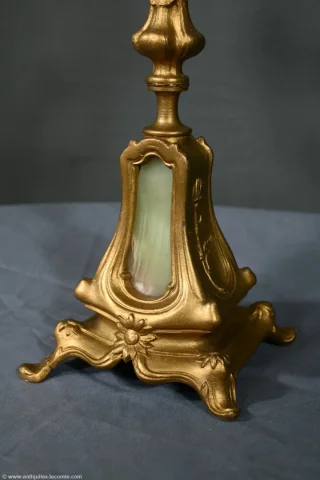 Paire de Candélabres en Régule Doré et Onyx – 1940