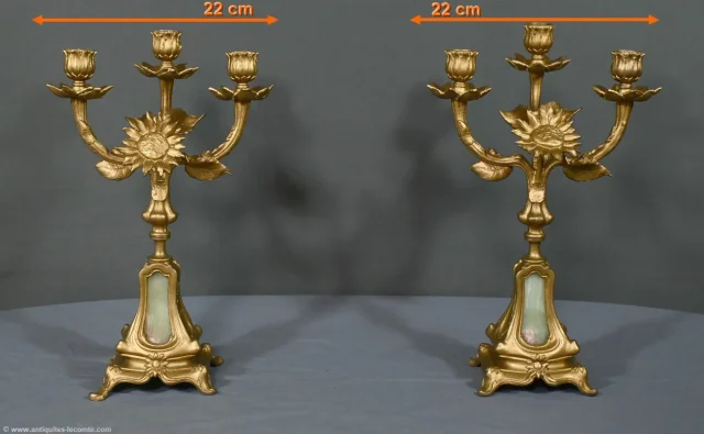 Paire de Candélabres en Régule Doré et Onyx – 1940