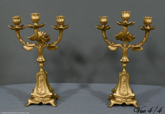 Paire de Candélabres en Régule Doré et Onyx – 1940