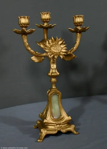 Paire de Candélabres en Régule Doré et Onyx – 1940
