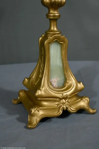Paire de Candélabres en Régule Doré et Onyx – 1940