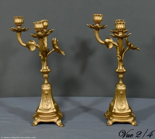 Paire de Candélabres en Régule Doré et Onyx – 1940