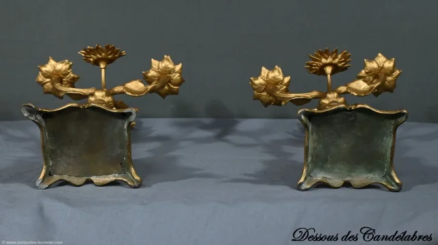 Paire de Candélabres en Régule Doré et Onyx – 1940