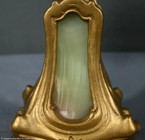 Paire de Candélabres en Régule Doré et Onyx – 1940