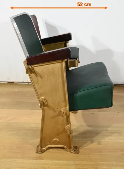 Fauteuils de Cinéma en Simili-Cuir et Acajou – 1950