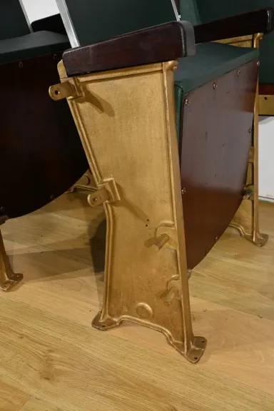 Fauteuils de Cinéma en Simili-Cuir et Acajou – 1950
