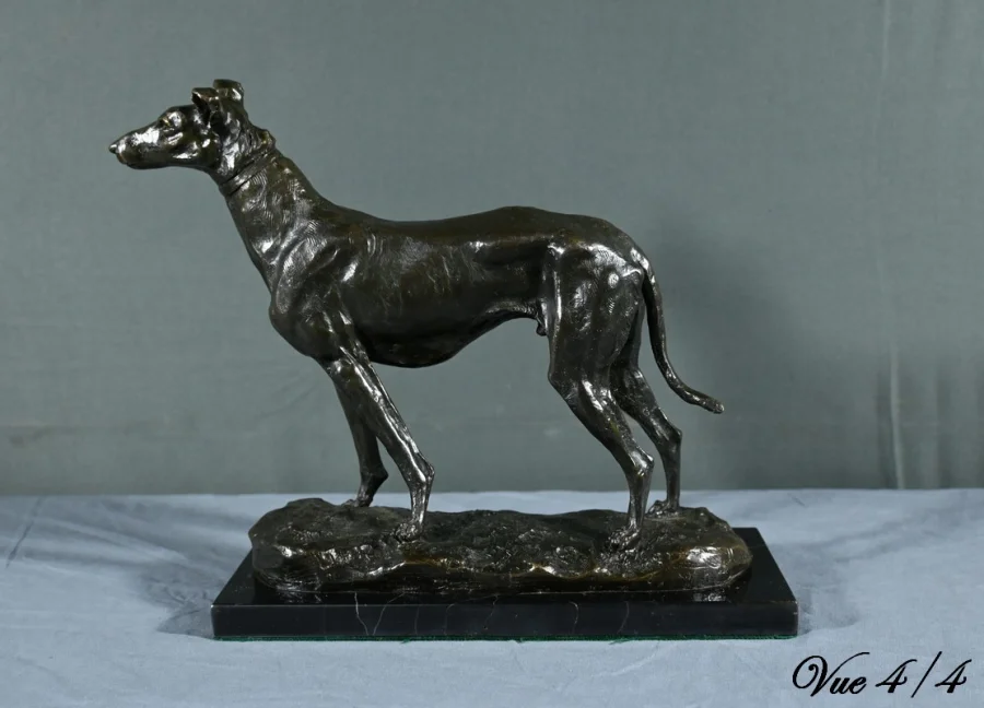BRONZEN WINDHOND getekend E.FREMIET