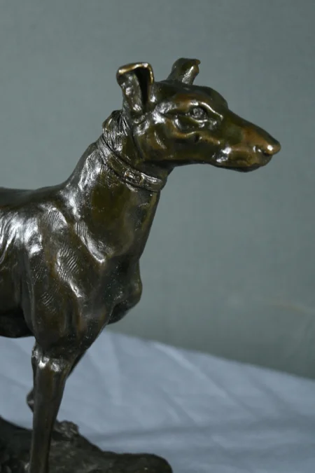 BRONZEN WINDHOND getekend E.FREMIET