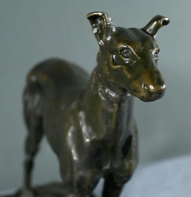 BRONZEN WINDHOND getekend E.FREMIET