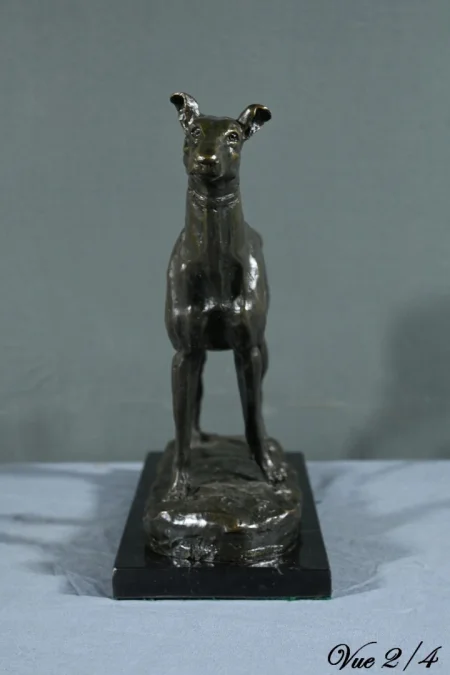 BRONZEN WINDHOND getekend E.FREMIET