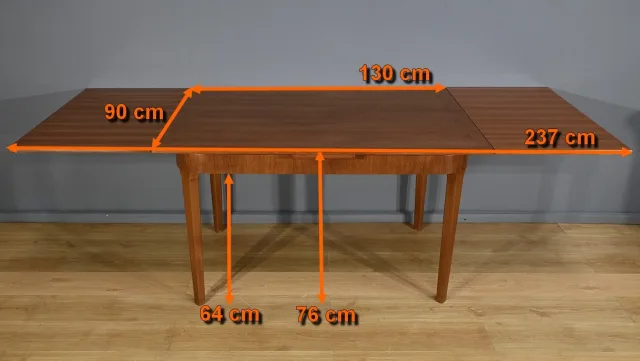 Table à rallonges Scandinave en Teck – 1960