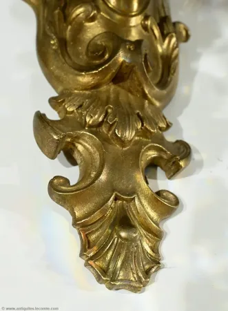 Appliques à Pampilles en Bronze et Cristal, style Louis XV – Fin XIXe