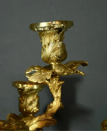 Candélabres en Bronze d’après J-A.Meissonnier, style Rocaille, époque Napoleon III – Milieu XIXe