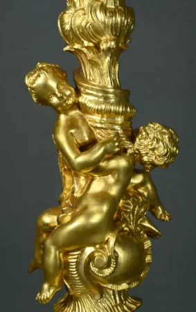 Candélabres en Bronze d’après J-A.Meissonnier, style Rocaille, époque Napoleon III – Milieu XIXe
