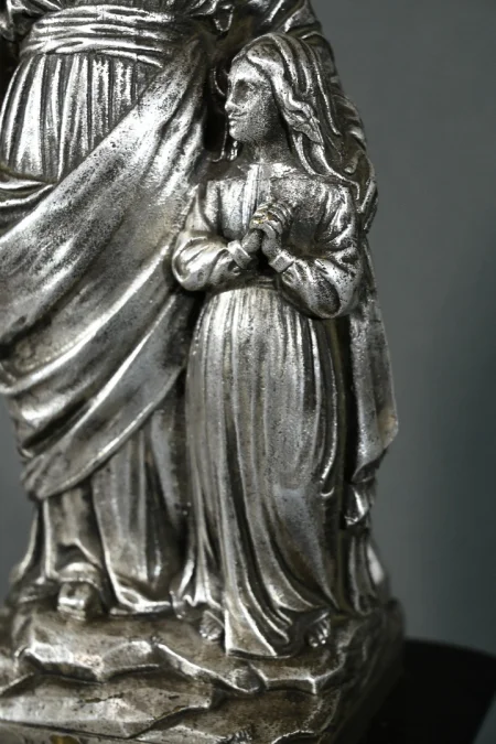 SILBERNE PLATTENSTATUETTE DER HEILIGEN ANNA und DER JUNGFRAU MARIA