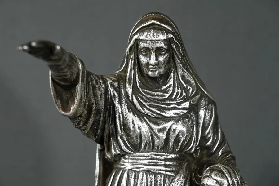SILBERNE PLATTENSTATUETTE DER HEILIGEN ANNA und DER JUNGFRAU MARIA