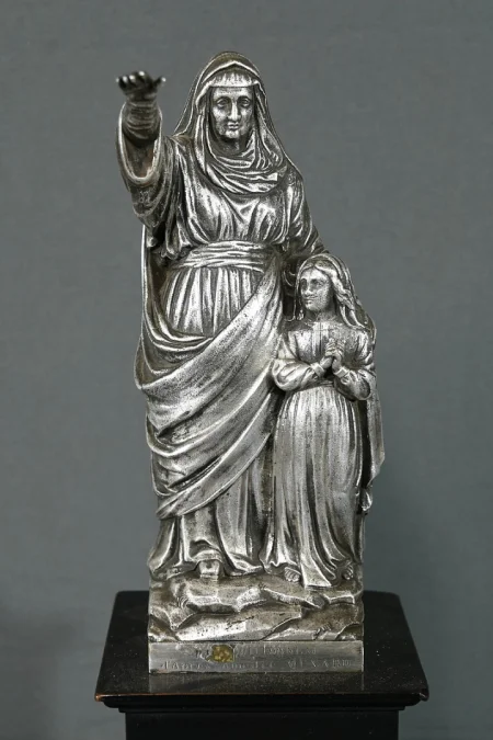 SILBERNE PLATTENSTATUETTE DER HEILIGEN ANNA und DER JUNGFRAU MARIA
