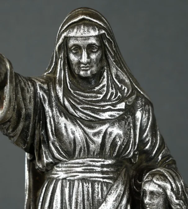 SILBERNE PLATTENSTATUETTE DER HEILIGEN ANNA und DER JUNGFRAU MARIA