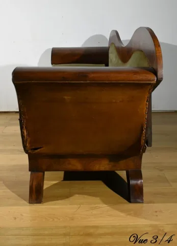 Canapé en Ronce d’Acajou, style Biedermeier – Fin XIXe