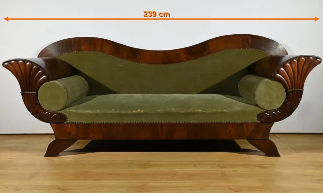 Canapé en Ronce d’Acajou, style Biedermeier – Fin XIXe